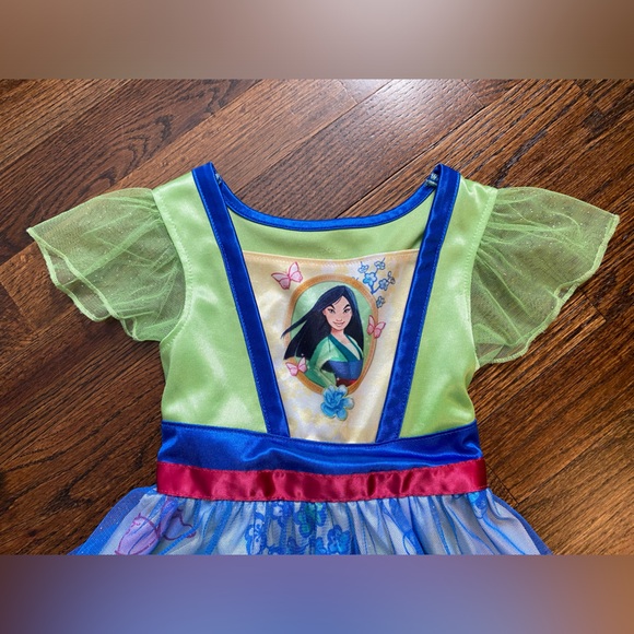 Disney Mulan Costume Dress 3T girl nightgown with Floral Design sparkle overlay - Picture 4 of 13